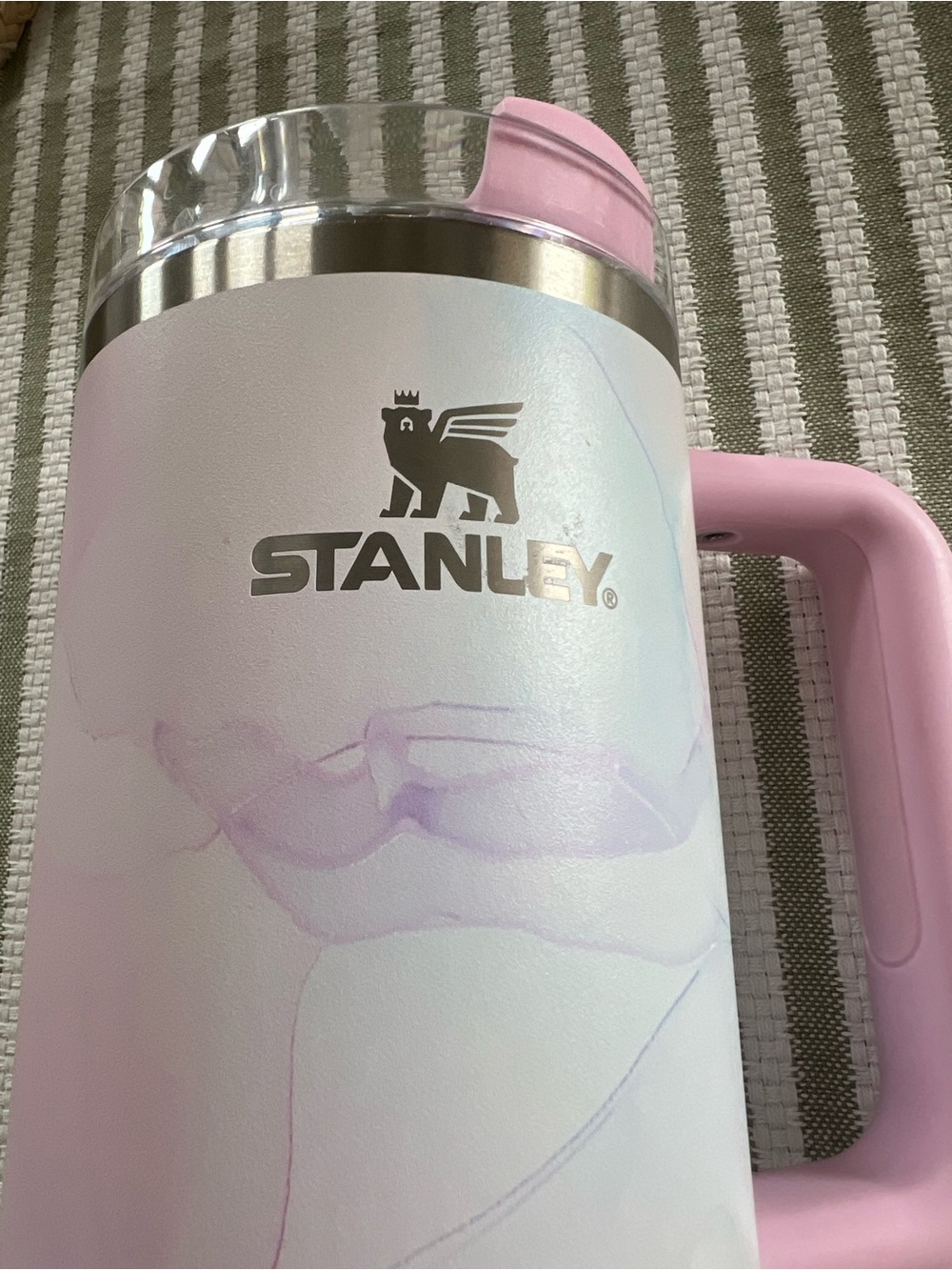 Stanley Pink Marble Travel Tumbler with Handle - Picture 2 of 4